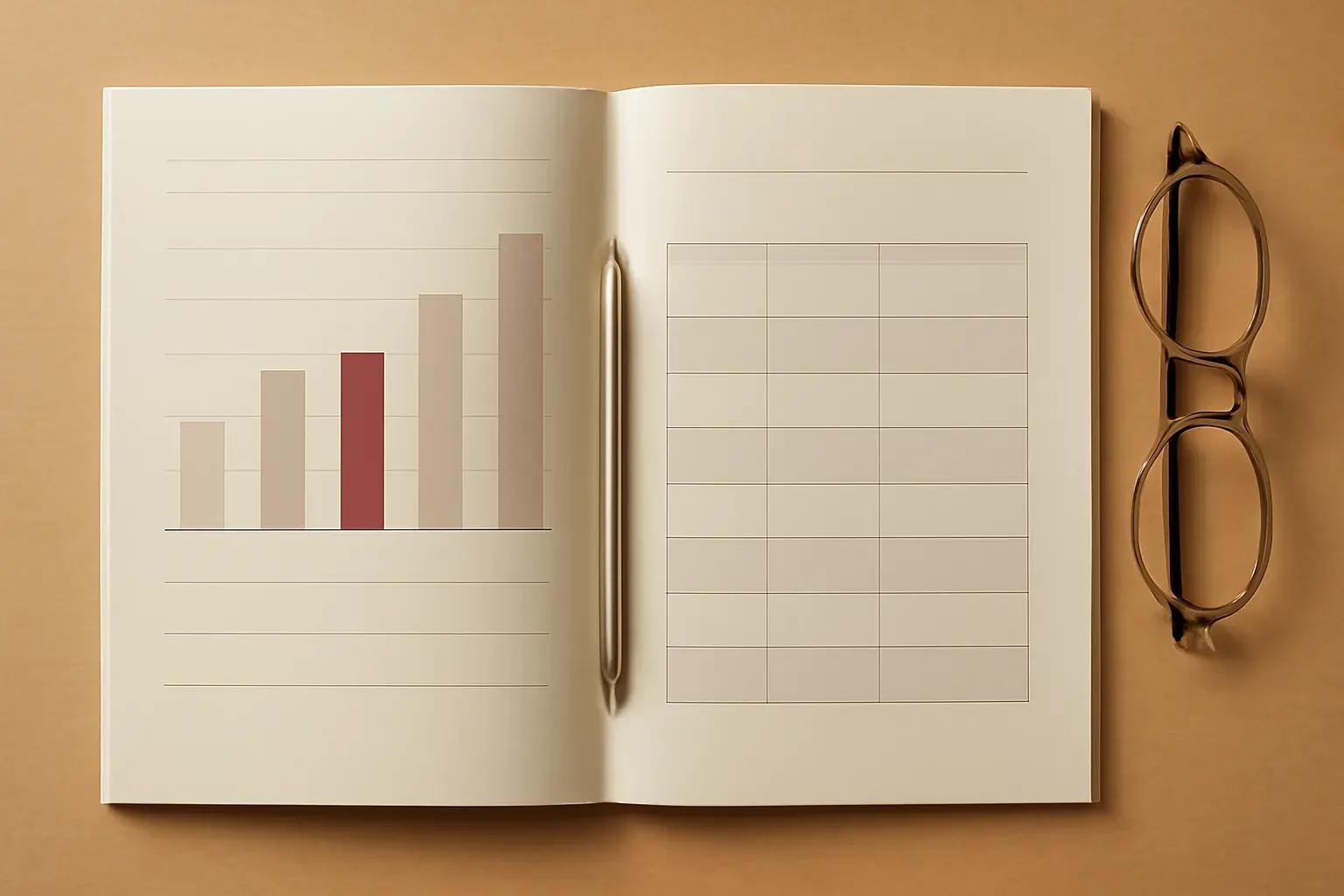 Annual report spread with figures