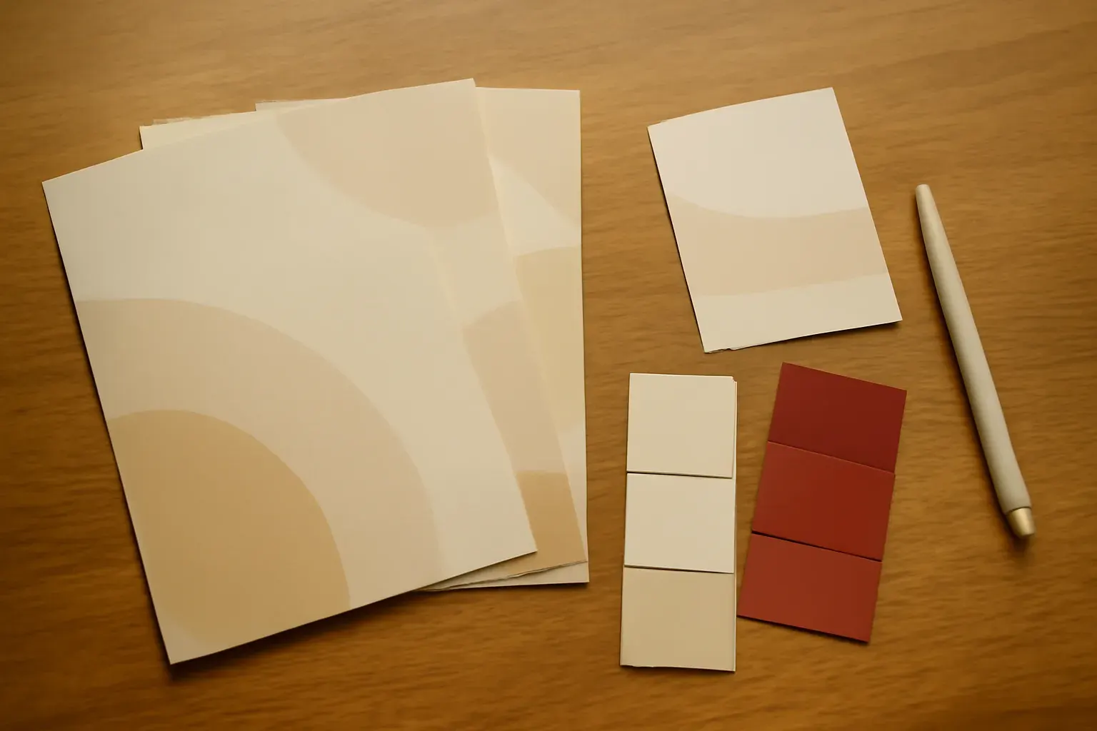 Brand and campaign print materials with colour swatches